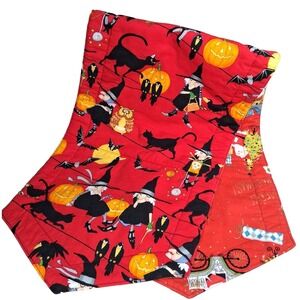 Alexander Henry Reversible Table Runner 42" Quilted MCM Santa & Halloween Witch